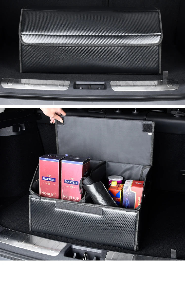 Customizable Detachable Folding Leather Car Trunk Organizer - Spacious Storage Solution - Delicate Leather