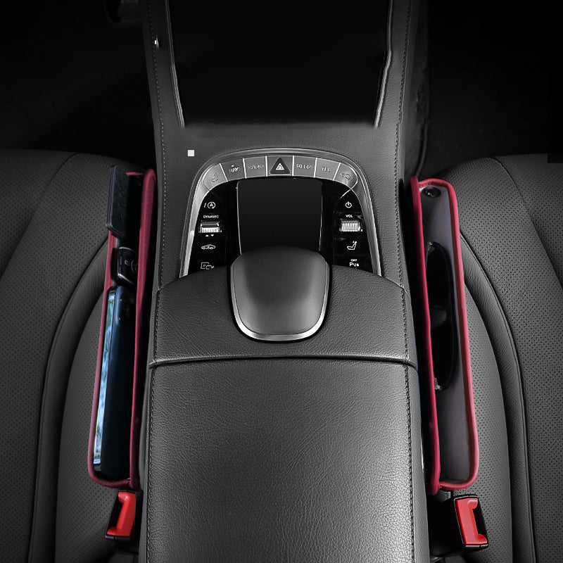 Car Seat Gap Filler Organizer, Custom For All Cars, Multifunctional PU Leather Seat Gap Storage Bag - Car Seat Gap Filler with Phone and Cup Holder - Delicate Leather