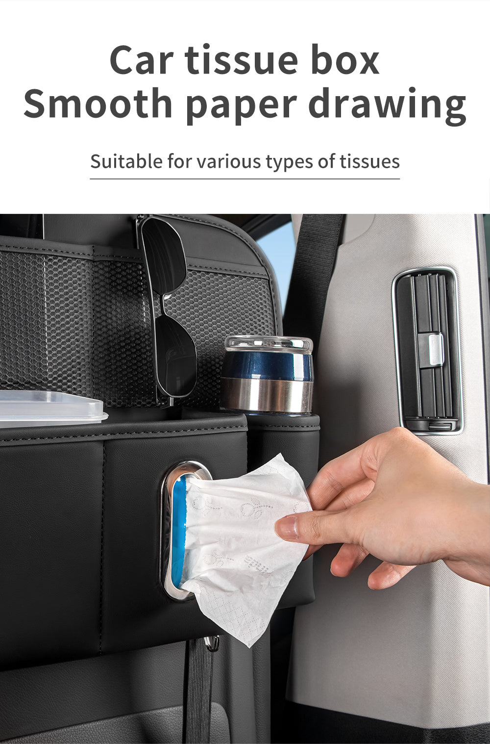 Multifunction Backseat Leather Car Back Seat Bag Organizer With Tablet Holder & 9 Storage Pockets - Delicate Leather