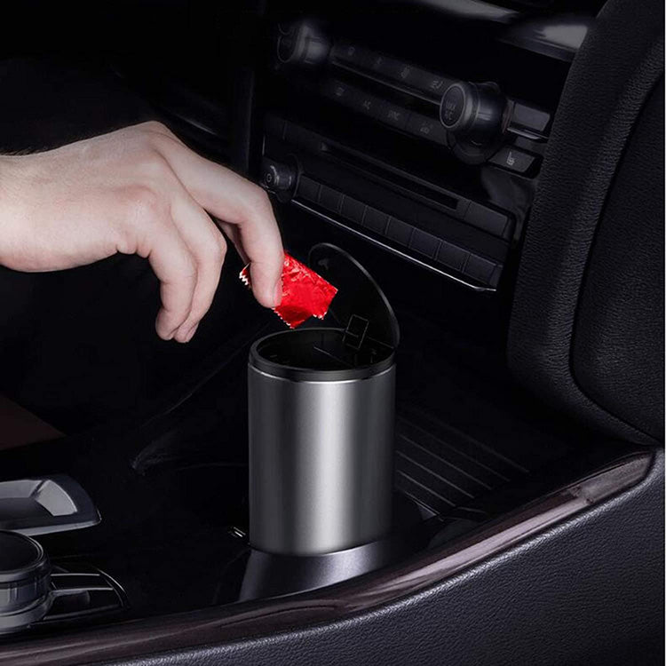 Durable Alloy Aluminum Portable Auto Trash Can - Car Rubbish Bin with Vinyl Plastic Bag, Car Accessories - Delicate Leather