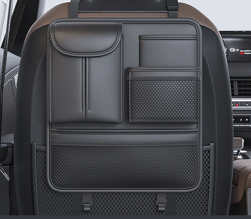 PU Leather Premium Car Seat Back Organizer - Delicate Leather