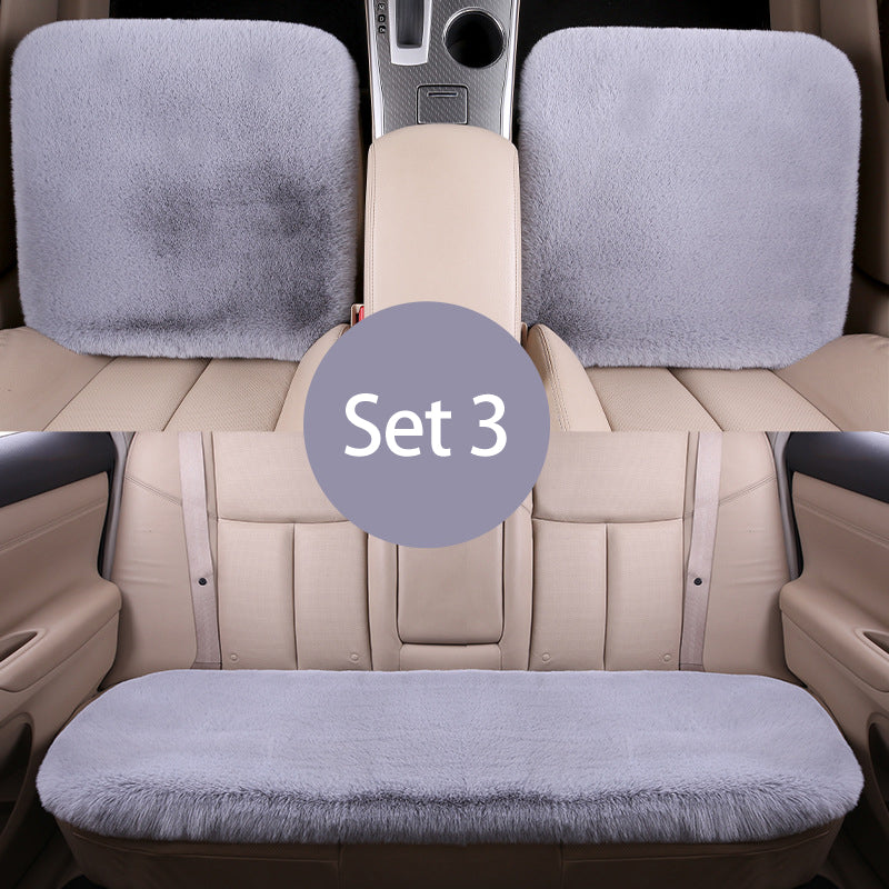 Luxury 9-Piece Set Fur Car Seat Cover Cushion with Neck Pillow for Winter - Delicate Leather