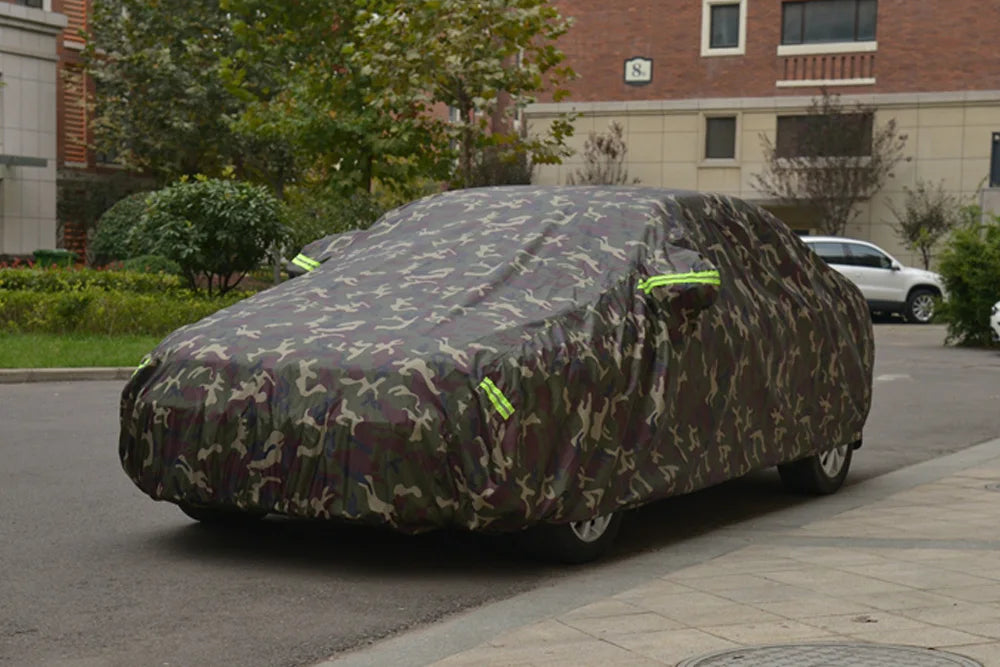 Oxford Cloth Winter Full Car Covers - Outdoor Waterproof Sun Rain Snow Protection UV Car Umbrella Camouflage - Delicate Leather