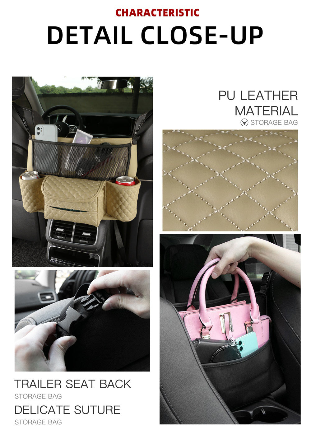 Leather Car Organizer - Back Seat Storage - Delicate Leather