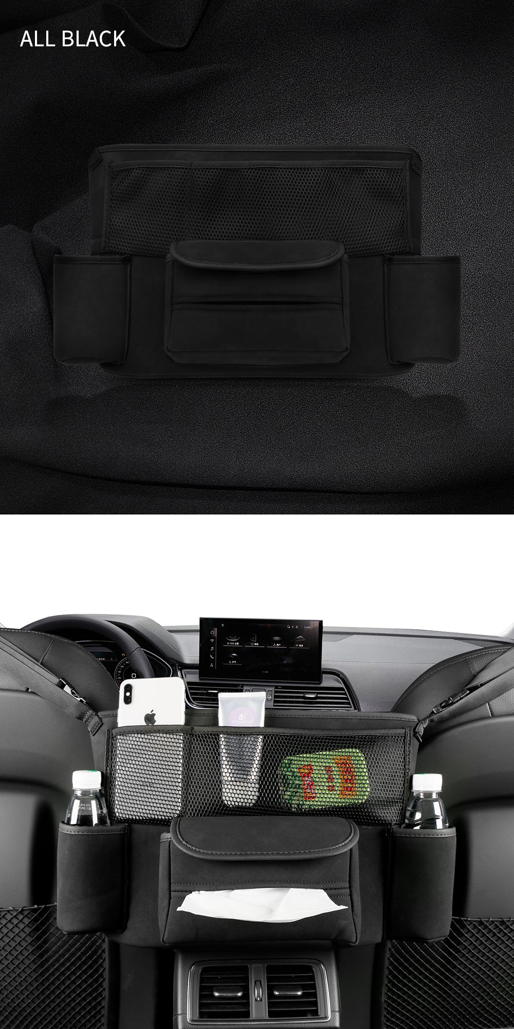 Sheep Suede Car Storage Organizer - Back Seat Pocket Handbag Holder, Custom Fit For Your Cars, Car Accessories - Delicate Leather