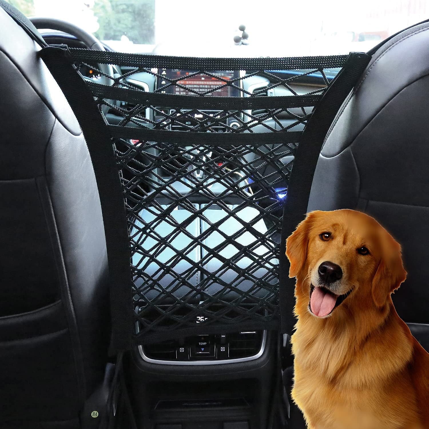 High-Quality Elastic Seat Side Organizer - Car Net Pocket Handbag Holder Between Seats - Delicate Leather