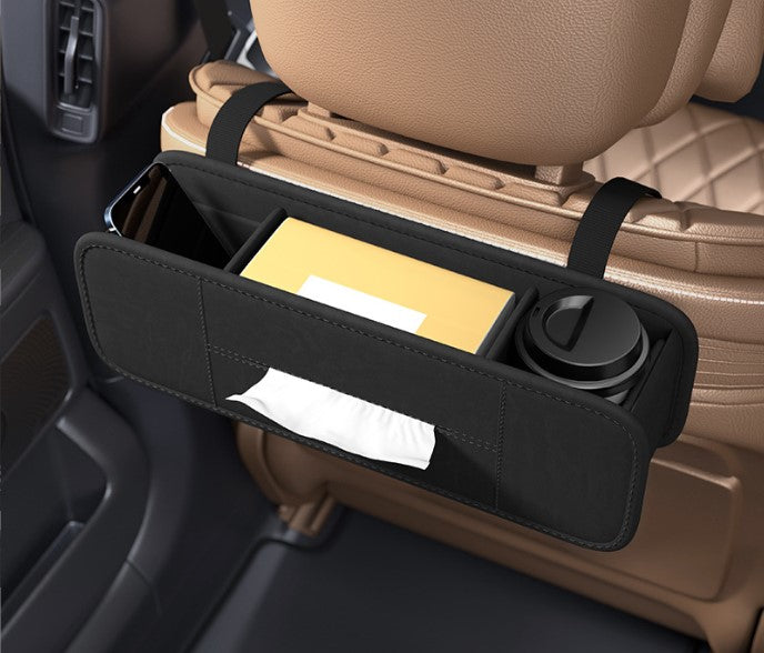 Leather Car Seat Back Insulation Storage Bag - Multi-Pocket Thermal Cooler Travel Car Accessories Organizer, Custom Fit For Your Cars - Delicate Leather