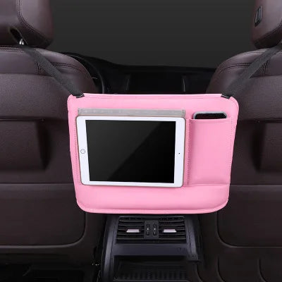 Leather Car Seat Handbag Holder - Large Capacity Storage Bag - Delicate Leather