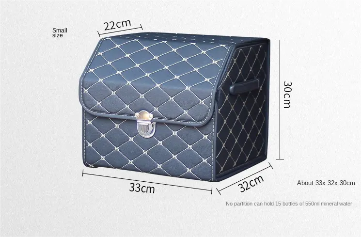 Faux Leather Car Trunk Organizer with Adjustable Compartments and Folding Design - Delicate Leather