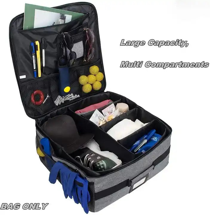 Collapsible Leather Cargo Storage Box, Cargo Organizer SUV Trunk Storage Waterproof Collapsible Durable Multi Compartments - Delicate Leather