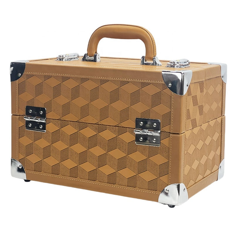 Customized Leather Makeup Traveling Case - Train Case Cosmetic Beauty Vanity Organizer Storage Box for Lady Artists - Delicate Leather