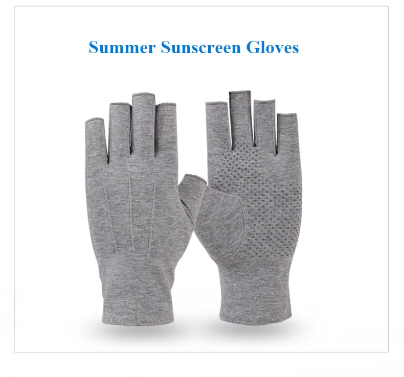 Unisex Semi-Finger Sunscreen Gloves - Non-Slip, Thin Style for Spring and Summer Driving - Delicate Leather