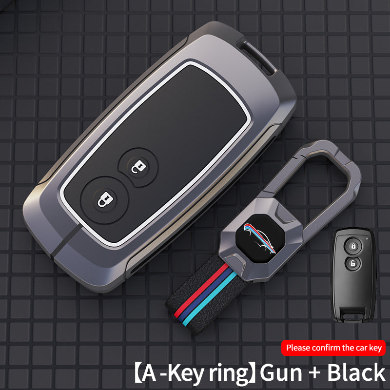 Car Key Case Full Cover Fob - Zinc Alloy Smart Leather Metal Key Cover for Car - Delicate Leather