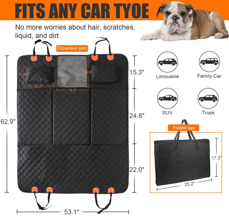 Multi-purpose Hammock Dog Car Seat Protector - Foldable, Scratch-proof Pet Dog Car Seat Cover - Delicate Leather