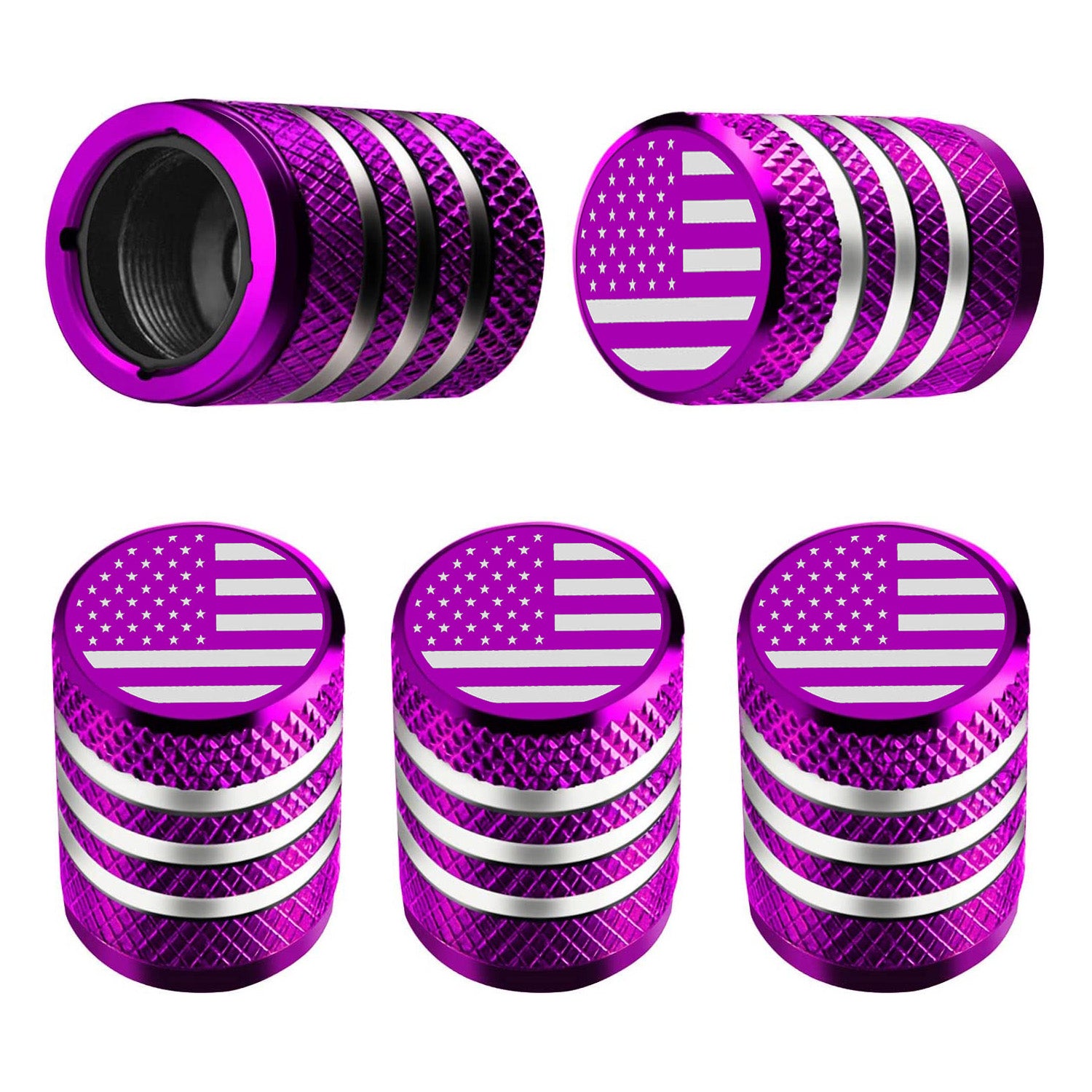 American Flag Plastic Liner Corrosion Resistant Leak-Proof Metal Tire Valve Stem Cap Cover Tire Air Cap for Car Truck Motor - Delicate Leather