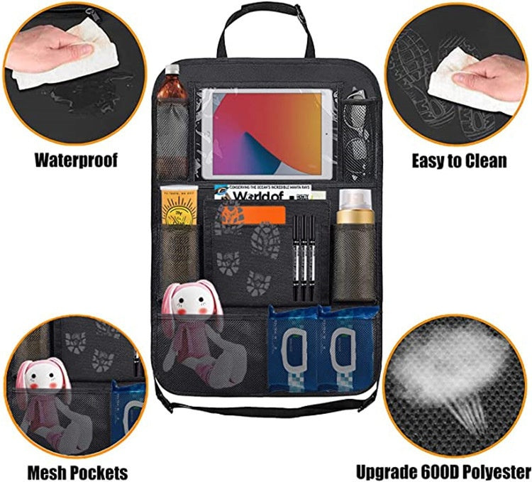 Newly Designed Washable Car Kick Mats - Two Pack Car Backseat Storage Bags, Custom Fit For Your Cars - Delicate Leather