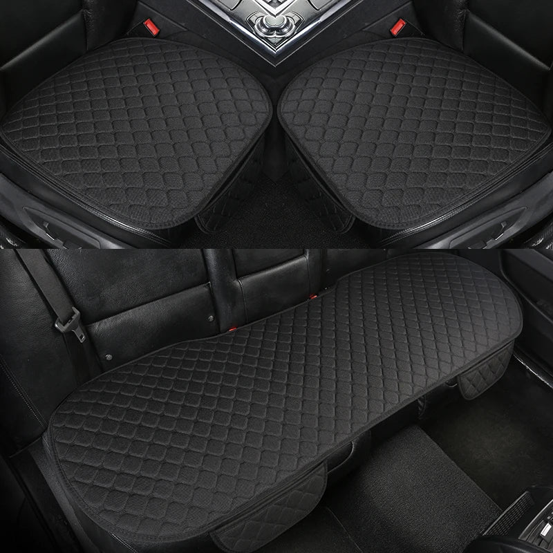 Car Seat Cover Front/Rear Flax Seat Protect Cushion - Delicate Leather