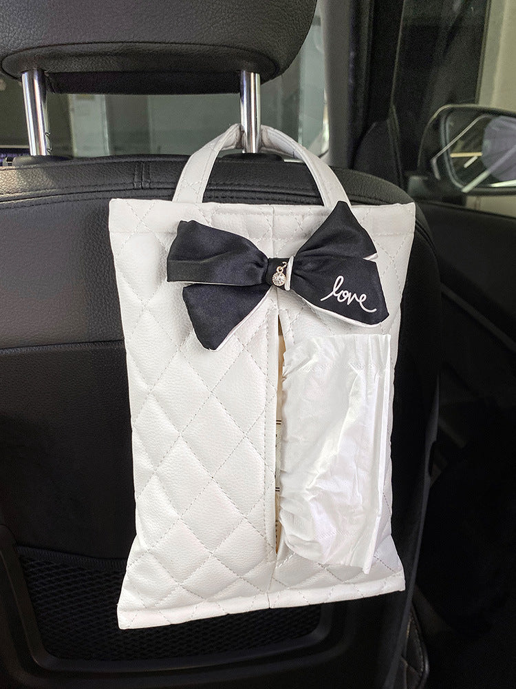 PU Leather Car Trash Can and Napkin Bag - Waterproof Auto Garbage Bag Hanging Car Trash Bin - Delicate Leather