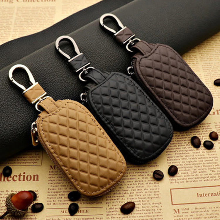 Custom Logo Universal Leather Portable Luxury Car Key Keychain Holder Case - Delicate Leather