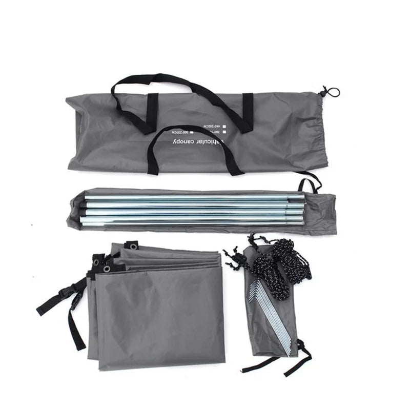 150/200/440CM Car Camping Shelter Shade Portable Roof Top Tent Awning Waterproof UV SUV Rooftop Rain Canopy Car Accessories - Delicate Leather