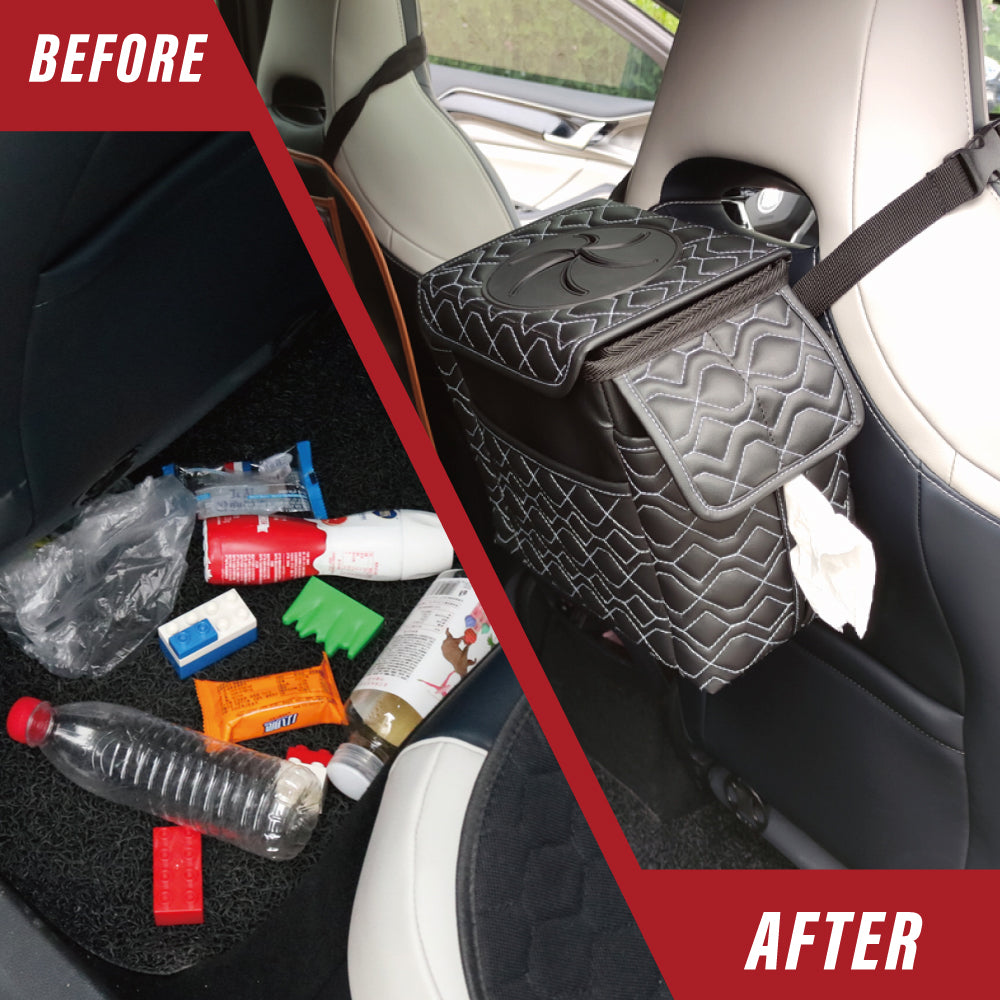Foldable Waterproof Car Trash Can with Cup Holder - Shop Now! - Delicate Leather