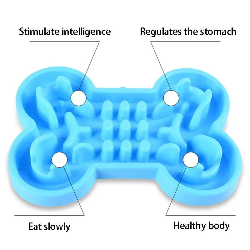 Pet Dog Bowl Healthy Soft rubber Slow Food Feeder Anti-Slip Anti-Gulping Choke travel bowl for Cat dog Food feeding slow feeder - Delicate Leather