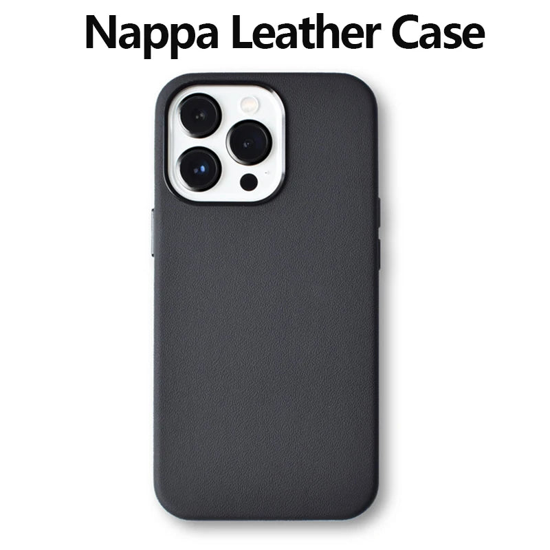 Italian Nappa Leather Case for iPhone 15 Pro Max - Luxury Real Skin Phone Back Cover - Delicate Leather