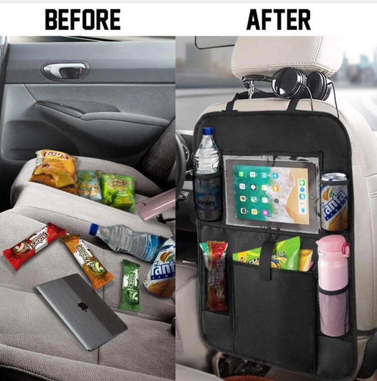 Backseat Car Organizer and Stroller Organizer 2-Pack - Wet Case and Tissue Holder, Custom Fit For Your Cars - Delicate Leather