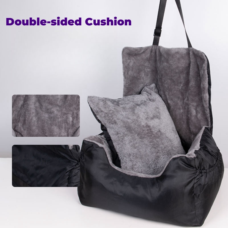 Dog Car Seat Detachable and Washable Dog Booster Seats with Side Pockets and Clip-On Leash Portable Dog Car Travel Carrier Bed - Delicate Leather