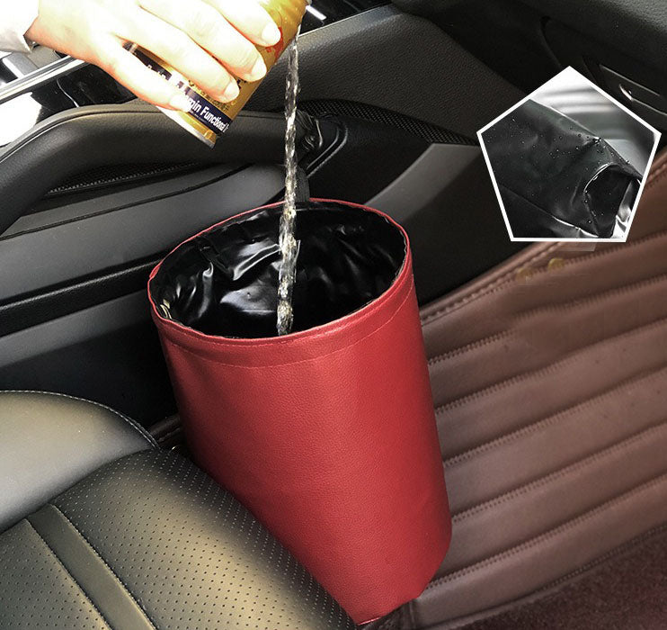 Car Storage Basket Interior Rubbish Container for Waste Organizer Holder - Delicate Leather