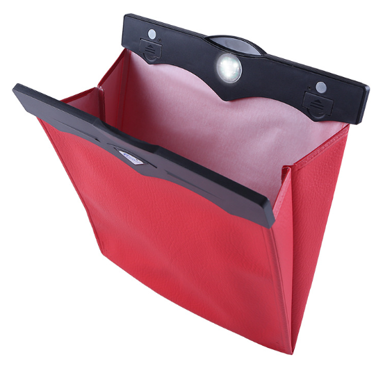 Universal Car Trash Can - Multi-Function with LED Light Mini Car Bin Organizer - Delicate Leather