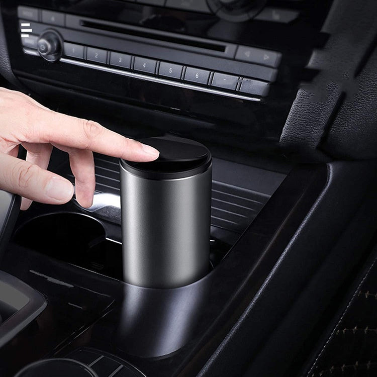 Durable Alloy Aluminum Portable Auto Trash Can - Car Rubbish Bin with Vinyl Plastic Bag, Car Accessories - Delicate Leather