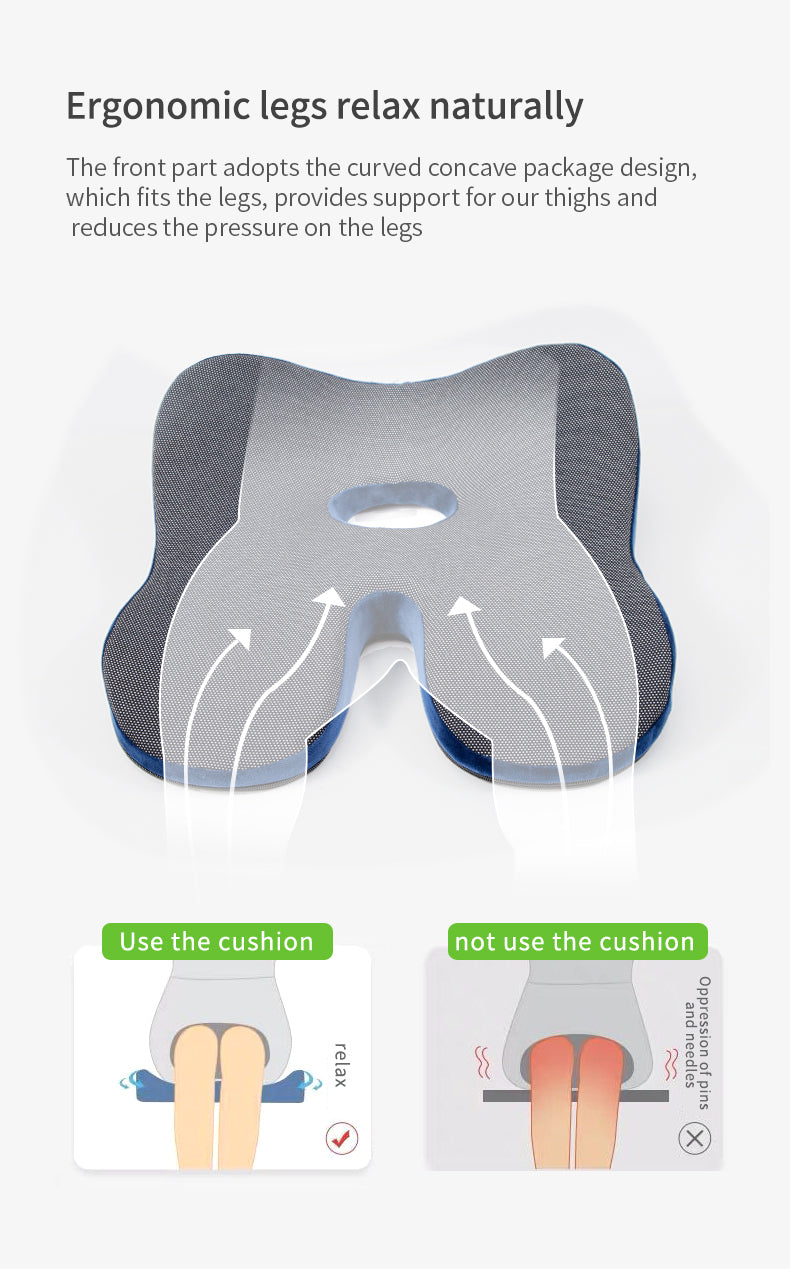 High-Quality Foam Seat Cushion - Coccyx Orthopedic Memory Foam Cushion for Office Chair - Delicate Leather