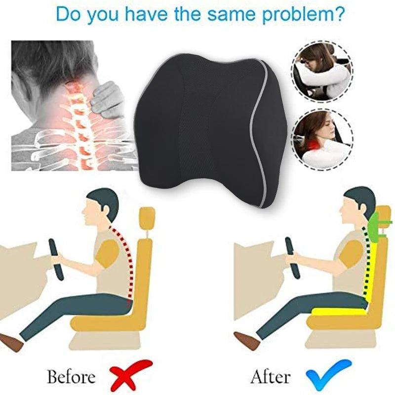 Memory Foam Car Neck Support Pillow - Delicate Leather