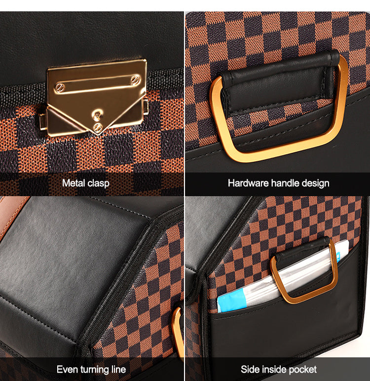 Multifunctional Large Capacity Car Organizer - Collapsible Leather Trunk Storage Box with Compartment - Delicate Leather