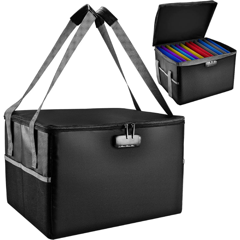 Portable Fireproof Document Organizer - Fireproof Hanging File Holder and Important File Storage Box - Delicate Leather