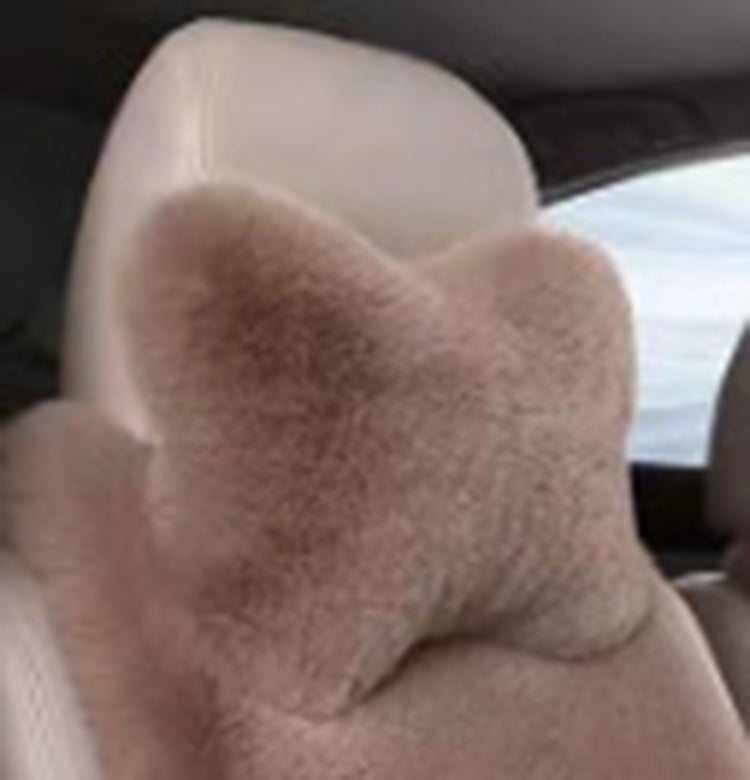 Luxury 9-Piece Set Fur Car Seat Cover Cushion with Neck Pillow for Winter - Delicate Leather