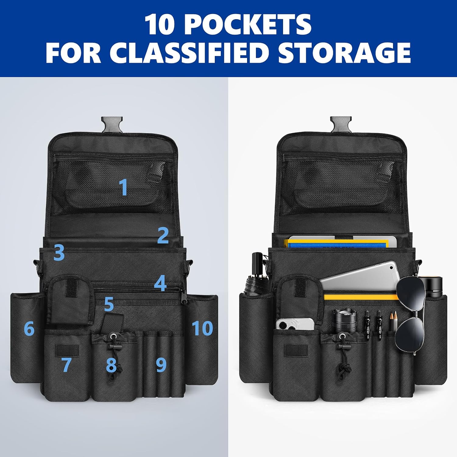 Seat Back Rack for Truck - Truck Organizer, Hunting Gear, Hunting Equipment, and Backseat Car Organizer - Delicate Leather