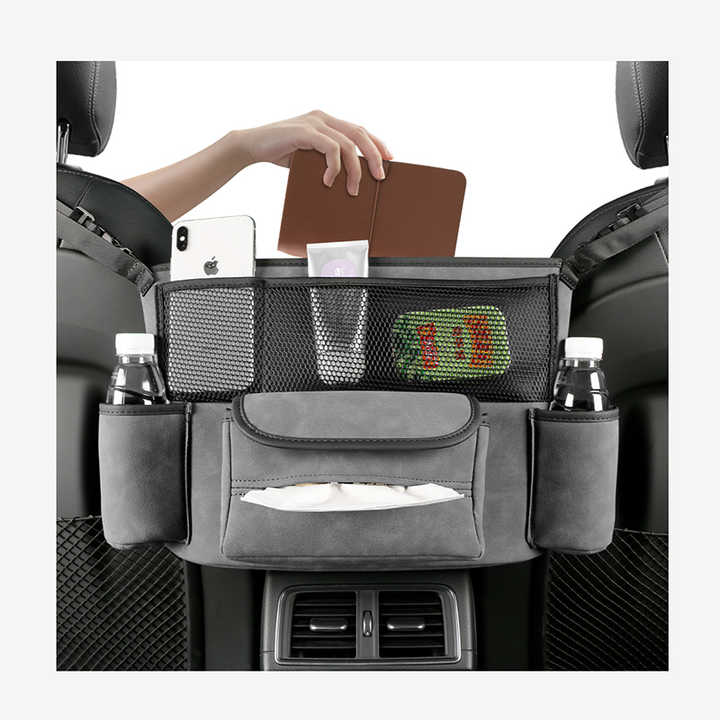 Sheep Suede Car Storage Organizer - Back Seat Pocket Handbag Holder, Custom Fit For Your Cars, Car Accessories - Delicate Leather