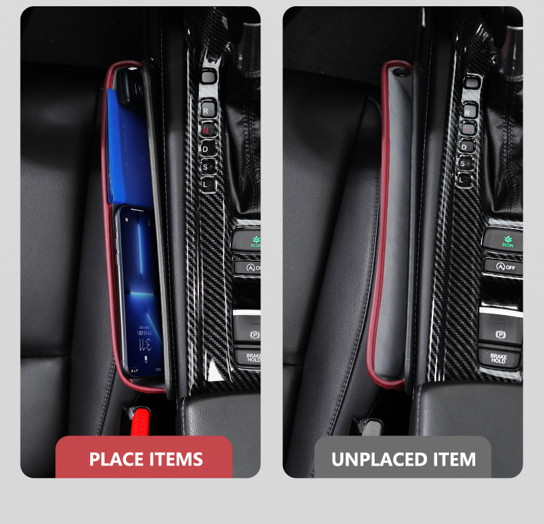 Car Seat Gap Filler Organizer, Custom For All Cars, Multifunctional PU Leather Seat Gap Storage Bag - Car Seat Gap Filler with Phone and Cup Holder - Delicate Leather