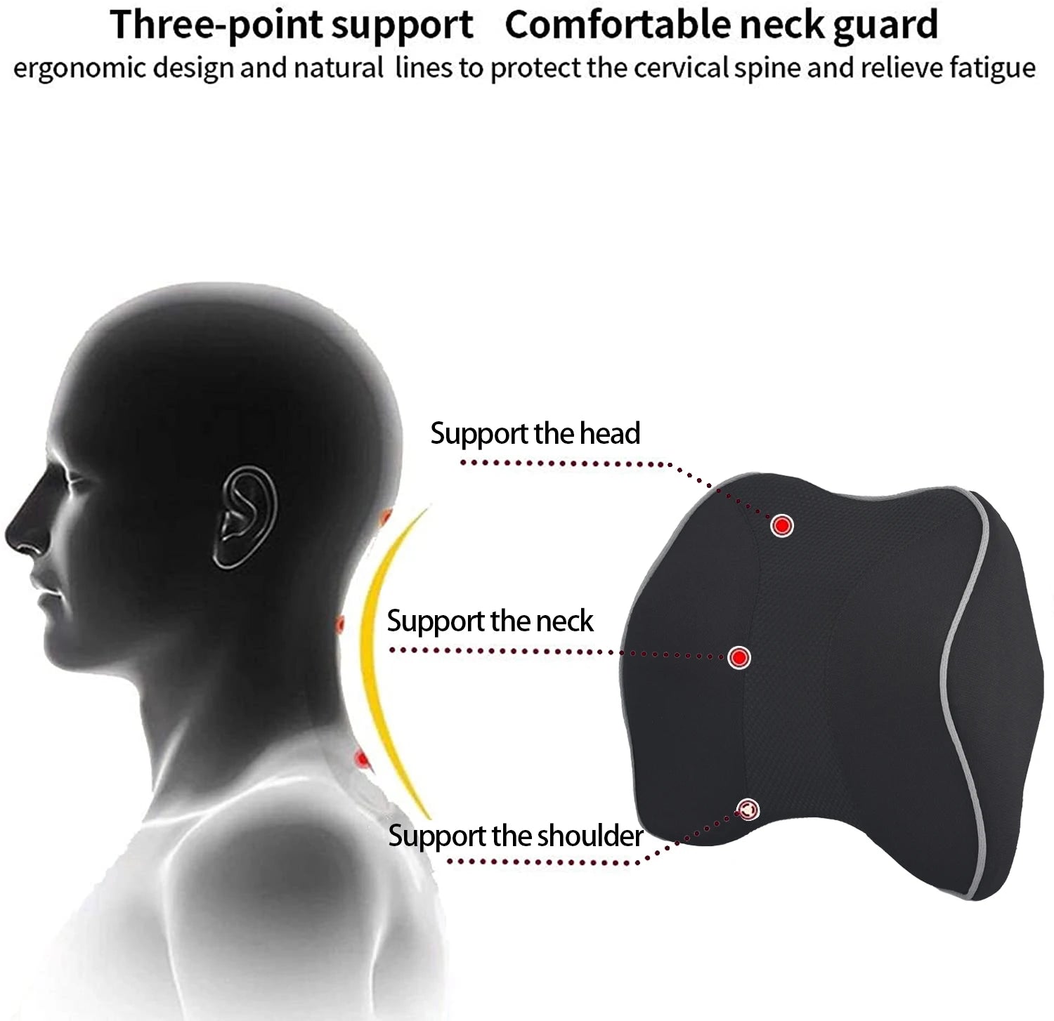 Memory Foam Car Neck Support Pillow - Delicate Leather