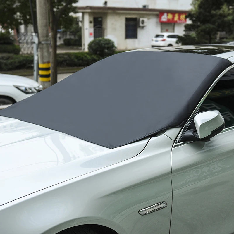 Magnetic Car Front Windscreen Cover - Waterproof Windshield Sunshade and Snow Shield for Cars, Minivans, and SUVs (210x120cm) - Delicate Leather