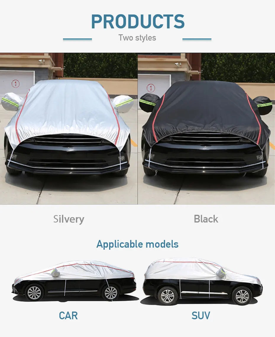 Universal Half Car Cover Waterproof Outdoor Oxford Car Cover Sun Rain UV Protection Dustproof Snowproof for SUV Sedan