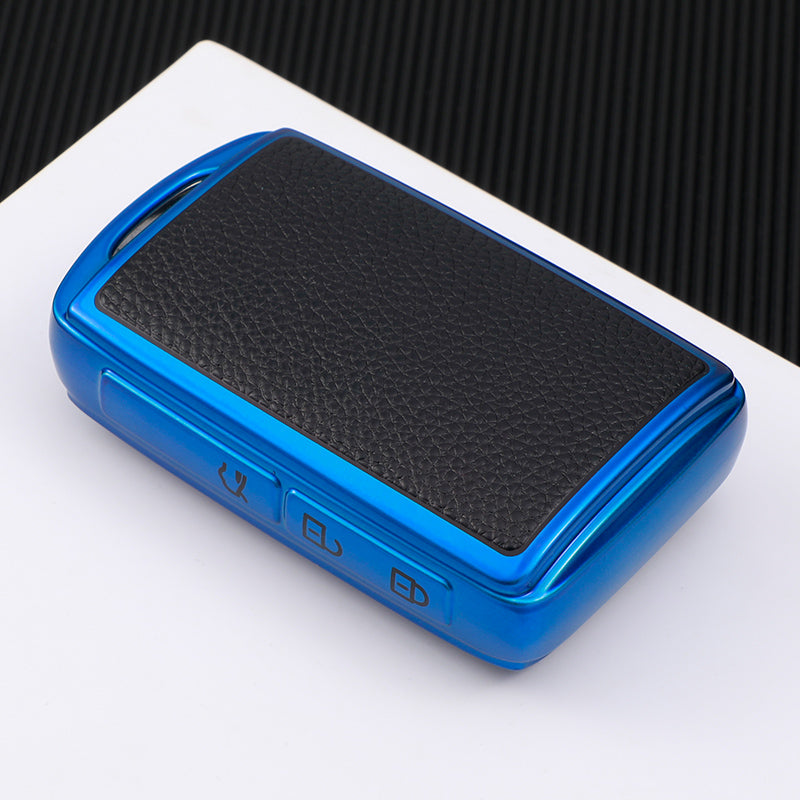Leather Style TPU Car Key Case - Car Key Shell Cover - Delicate Leather