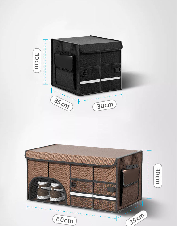 Car Glove Box Organizer Bag - Foldable Car Storage Box Trunk and Seat Organizer - Delicate Leather