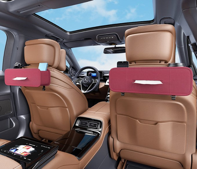 Leather Car Seat Back Insulation Storage Bag - Multi-Pocket Thermal Cooler Travel Car Accessories Organizer, Custom Fit For Your Cars - Delicate Leather