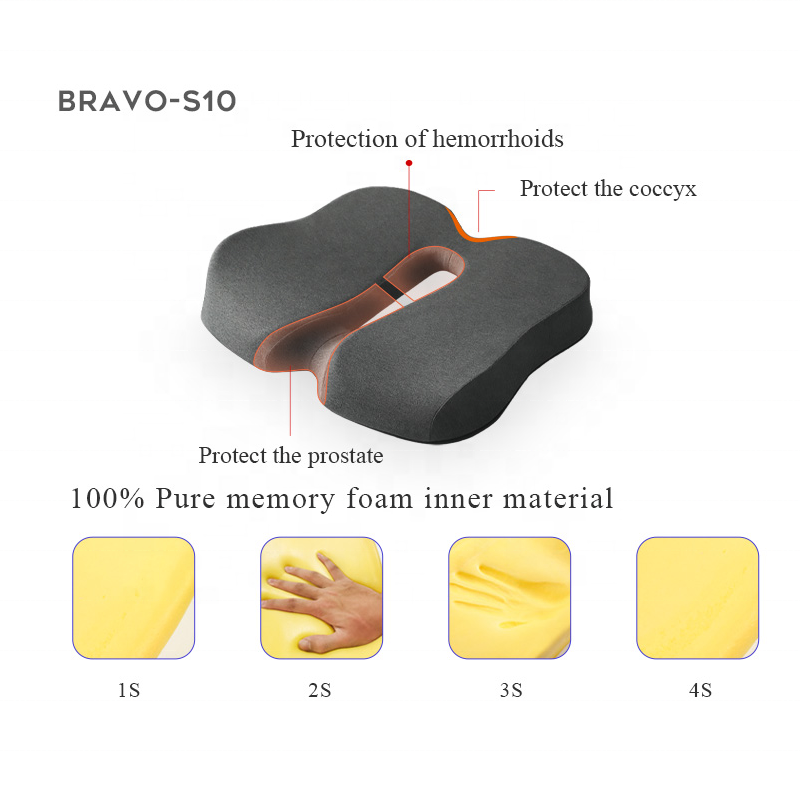 Coccyx Orthopedic Seat Cushion - Blood Circulation Office and Car Chair Cushion - Delicate Leather