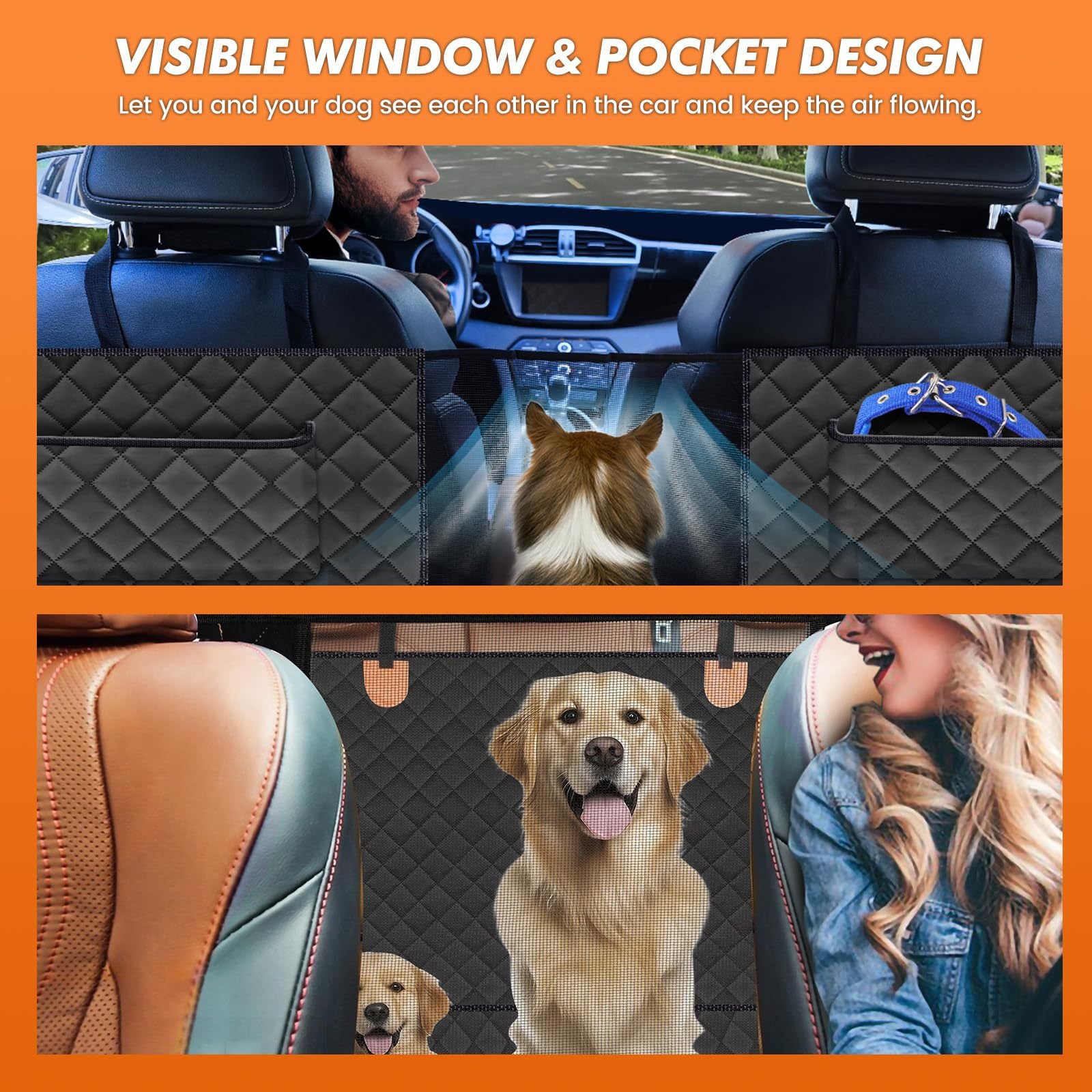 Back Seat Extender Dog Car Seat Cover Camping Air Mattress Hammock Travel Bed Non-Inflatable Car Bed Mattress for Car SUV Truck - Delicate Leather