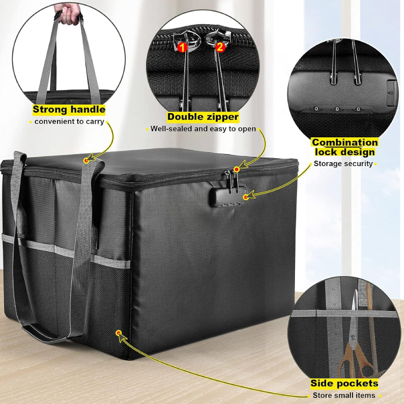 Portable Fireproof Document Organizer - Fireproof Hanging File Holder and Important File Storage Box - Delicate Leather