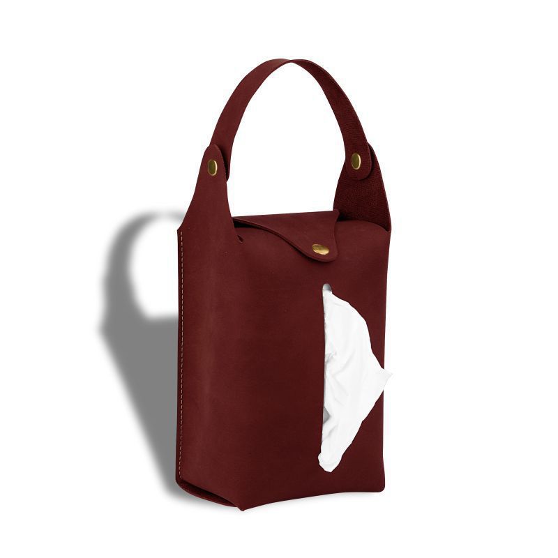 PU Leather Car Seat Back Tissue Holder - Hanging Leather Car Seat Back Tissue Organizer Bag - Delicate Leather